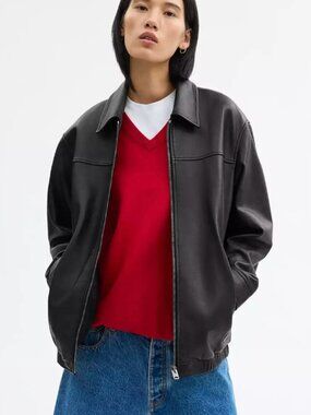 NWT Coach Oversized Leather Jacket Black size S